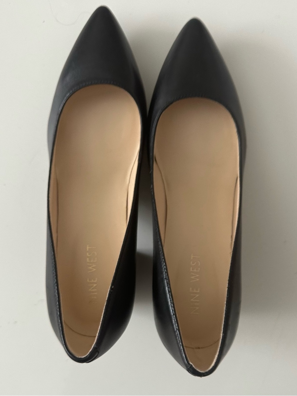 Nine West Black Pointed-Toe Leather Heels